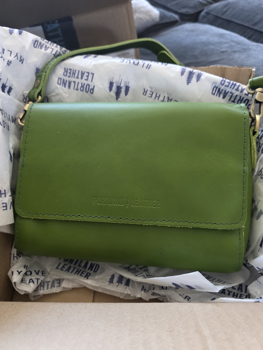 Portland Leather Mini Metro Apple Green Crossbody Bag Purse